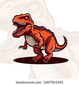 Dinosaur logo illustration design, Raptor roaring angry logo mascot design, t-rex dinosaur icon