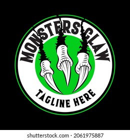 Dinosaur logo, monster claw, vector illustration