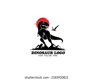 Dinosaur logo silhouette design vector