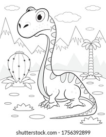 long neck dinosaur coloring page