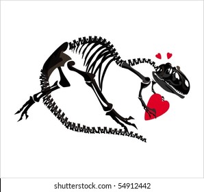 dinosaur in love with heart