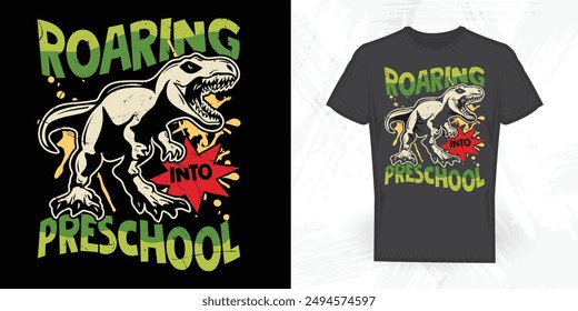 Dinosaur Lover Funny Vintage Back To School T-shirt Design 