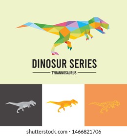 DINOSAUR LOW POLY LOGO ICON SYMBOL SET. TRIANGLE GEOMETRIC POLYGON