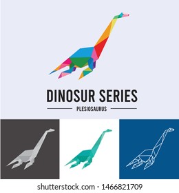 DINOSAUR LOW POLY LOGO ICON SYMBOL SET. TRIANGLE GEOMETRIC POLYGON