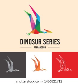 DINOSAUR LOW POLY LOGO ICON SYMBOL SET. TRIANGLE GEOMETRIC POLYGON