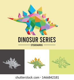 DINOSAUR LOW POLY LOGO ICON SYMBOL SET. TRIANGLE GEOMETRIC POLYGON