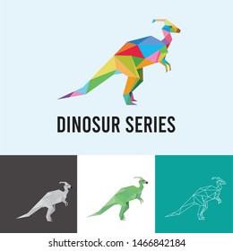DINOSAUR LOW POLY LOGO ICON SYMBOL SET. TRIANGLE GEOMETRIC POLYGON