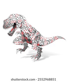 A dinosaur made of multiple playing cards