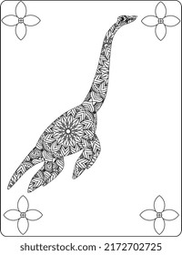 Dinosaur Mandala Coloring Pages. Zentangle style. Dinosaur black and white lines. Coloring book for adults vector illustration. Anti-stress coloring for adult. Zentangle style. Black and white lines. 