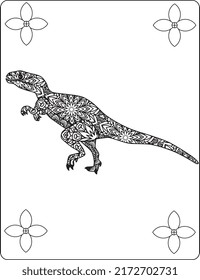 Dinosaur Mandala Coloring Pages. Zentangle style. Dinosaur black and white lines. Coloring book for adults vector illustration. Anti-stress coloring for adult. Zentangle style. Black and white lines. 