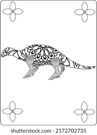 Dinosaur Mandala Coloring Pages. Zentangle style. Dinosaur black and white lines. Coloring book for adults vector illustration. Anti-stress coloring for adult. Zentangle style. Black and white lines. 