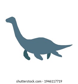 Dinosaur Marine Plesiosauria  Vector Drawing In Cartoon Style For Decoration Of Children's Books And Covers