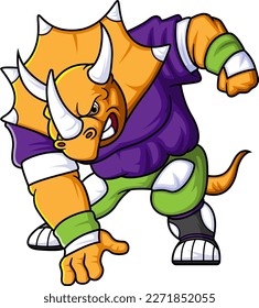 the dinosaur mascot of American football complete with player clothe of illustration