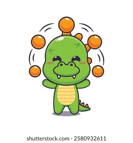 dinosaur mascot cartoon character vector illustration circus attraction with balls.
Design element for poster, brochure, web, mascot, sticker, logo and icon.