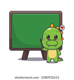 dinosaur mascot cartoon character vector illustration with blackboard.
Design element for poster, brochure, web, mascot, sticker, logo and icon.