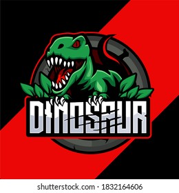 Dinosaur mascot gaming logo design vector with modern illustration concept style for badge, emblem and t shirt printing. Angy dinosaur illustration for sport and e-sport team