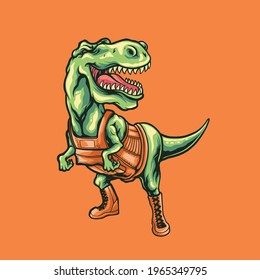 dinosaur mascot logo cartoon illustration