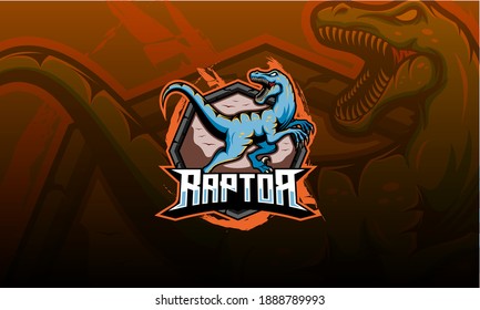 Dinosaur Mascot Vector. Dino Raptors Roar Sport Logo