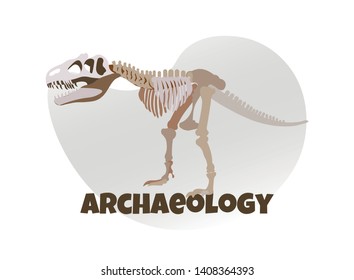 La mordaza de los dinosaurios en fondo blanco. Antropología. Centro de Exposiciones. Ilustración vectorial. Fondo blanco. Visita la Exposición. Galería de arte. Exposiciones exclusivas. Esqueleto de dinosaurio. Historial de estudios.