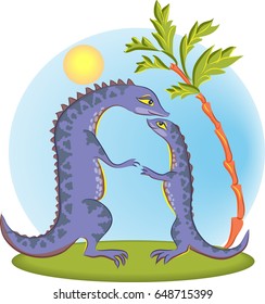 Dinosaur mom and baby vector illustration