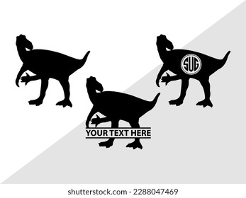Dinosaur Monogram Vector Illustration Silhouette