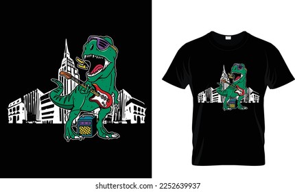 Dinosaur music t-shirt design.Colorful and fashionable t-shirt design for man and women .