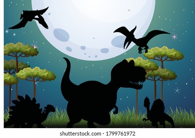 Dinosaur in nature background illustration