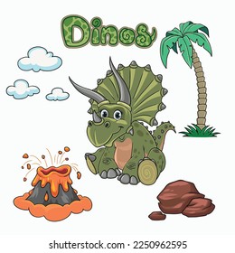 dinosaur and nature vector illustration