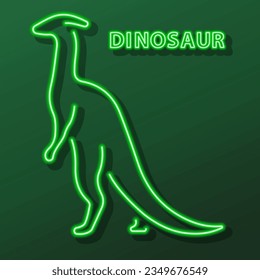 dinosaur neon sign, modern glowing banner design, colorful modern design trend on black background. Vector illustration.