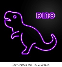 dinosaur neon sign, modern glowing banner design, colorful modern design trend on black background. Vector illustration.