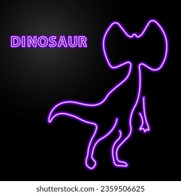 dinosaur neon sign, modern glowing banner design, colorful modern design trend on black background. Vector illustration.