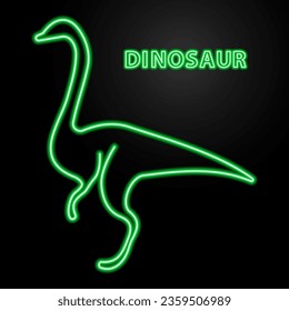 dinosaur neon sign, modern glowing banner design, colorful modern design trend on black background. Vector illustration.
