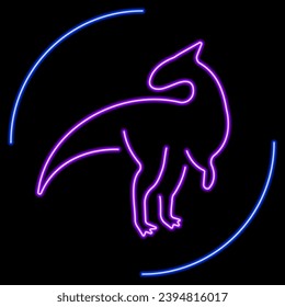 dinosaur neon sign, modern glowing banner design, colorful modern design trend on black background. Vector illustration.