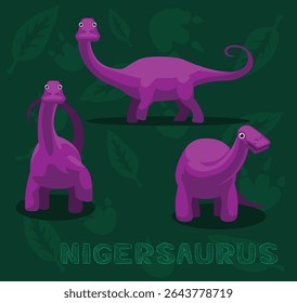 Dinosaur Nigersaurus Cartoon Vector Illustration