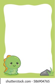 Dinosaur note page design for stationeries, invitation card