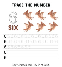 Hoja de práctica de rastreo de dinosaurios número 6 para niños