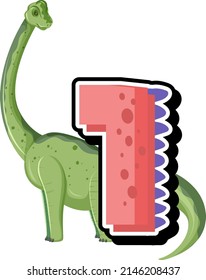 A dinosaur with number one cartoon illustration