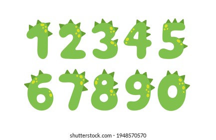 Dinosaur numbers isolated on white background. Vector illustration