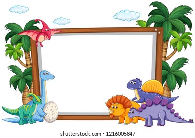 Dinosaur on blank template illustration