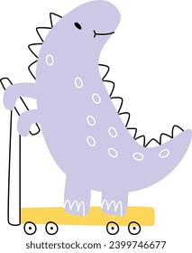 Dinosaurios En Ilustración De Vectores De Carro
