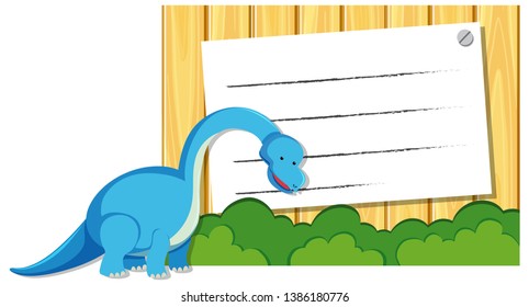 Un dinosaurio en la ilustración de una plantilla de notas