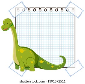 A dinosaur on note template illustration