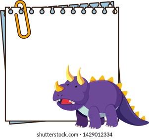 Un dinosaurio en la ilustración de una plantilla de notas