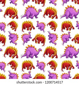 Dinosaur on seamless pattern illustration