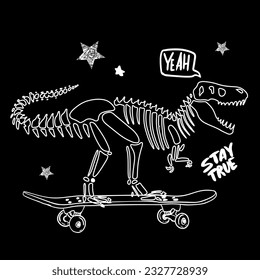  dinosaur on skateboard. Typography print for kids  . Original design with t-rex, dinosaur. print for T-shirts, textiles, wrapping paper, web. 