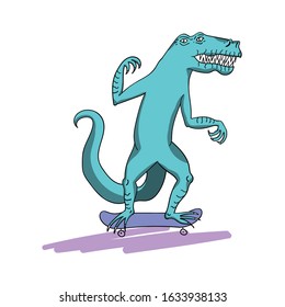 Dinosaur on a skateboard vector illustration.