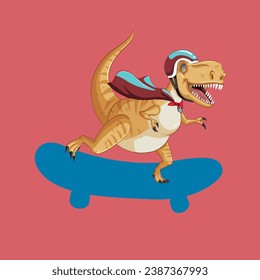 Dinosaur on skating Board Vector Art 