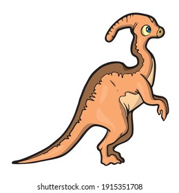 Dinosaurio sobre fondo blanco Dibujo del vector de dibujos animados