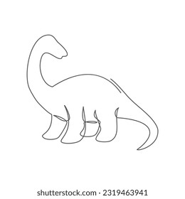 Dinosaur One line drawing on white background
