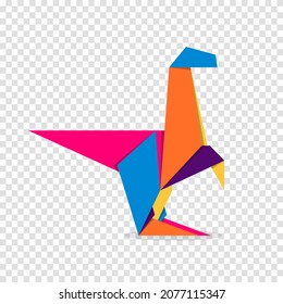Dinosaur origami. Abstract colorful vibrant dinosaur logo design. Animal origami. Vector illustration